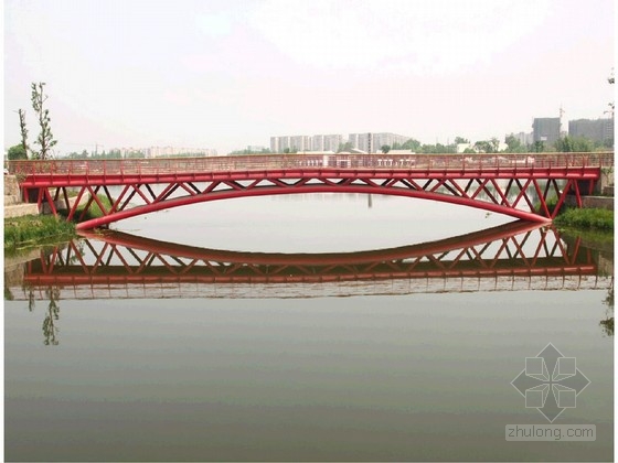 单跨23m钢拱梁组合结构人行桥施工图（三阶基础）