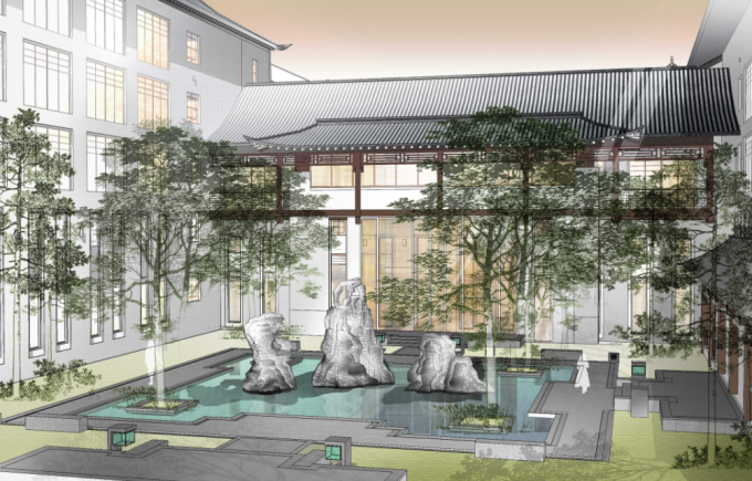 [天津]新中式生态酒店庭院景观设计方案（附实景图+CAD总平面...