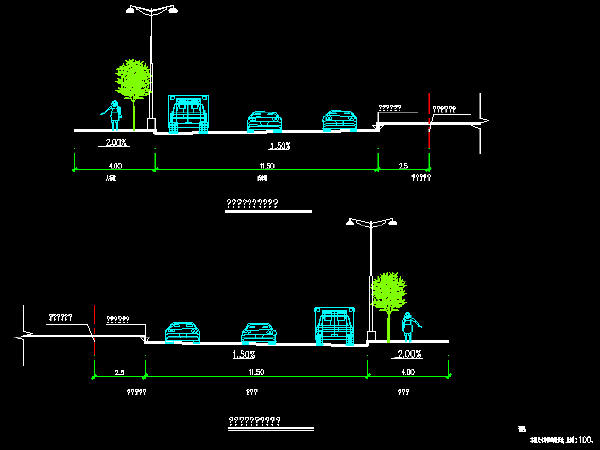 市政道路工程施工图设计139张CAD（道路排水，路灯交通绿化）