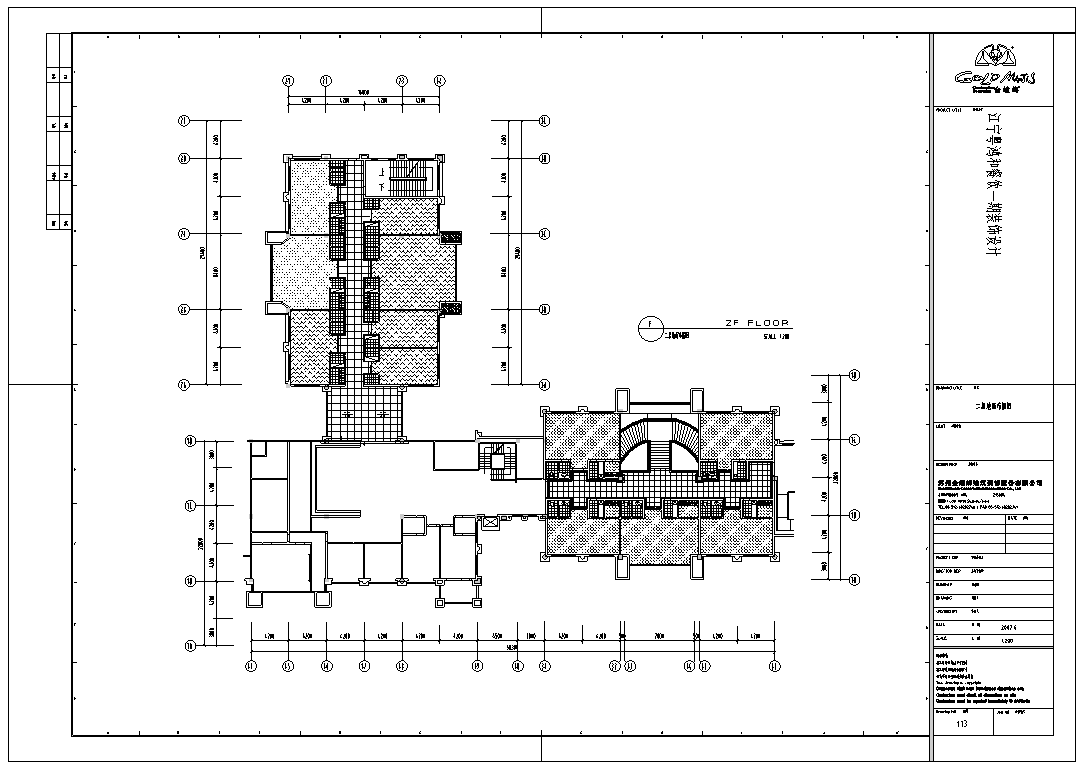 南京江宁粤鸿和餐饮一期室内施工图（含28张施工图）-2层地面布置图