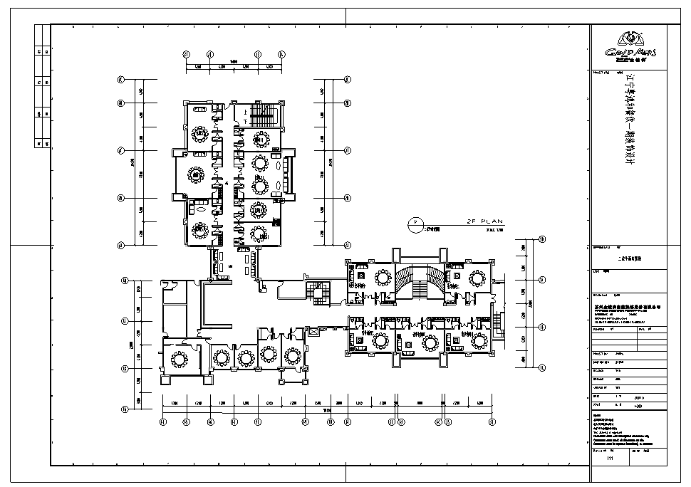 南京江宁粤鸿和餐饮一期室内施工图（含28张施工图）-2层平面布置图