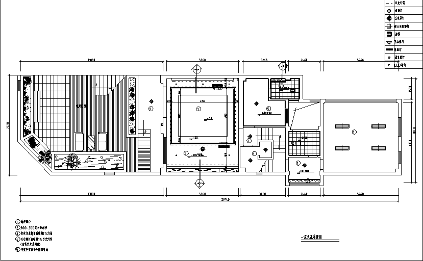 中式联排别墅设计施工图（附效果图）-一层天花布置图