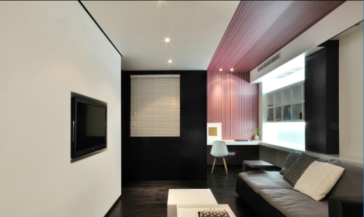上田小区某住宅室内装修设计施工图及效果图-起居室效果图