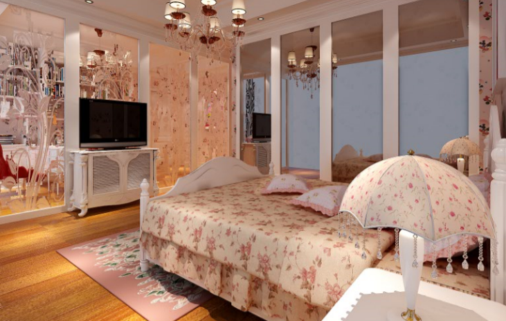 福州某欧式别墅室内设计施工图及效果图-女孩房效果图