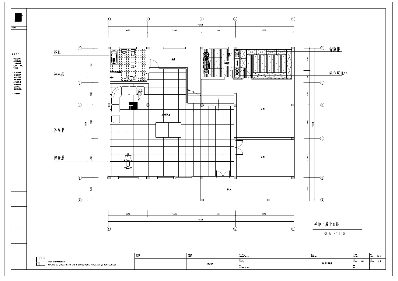 望江府邸欧式风格别墅室内设计施工图及效果图-地下层平面图
