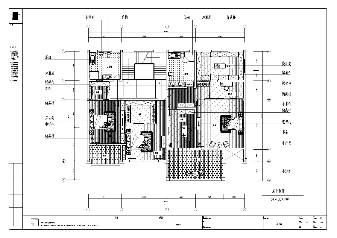 望江府邸欧式风格别墅室内设计施工图及效果图-二层平面图