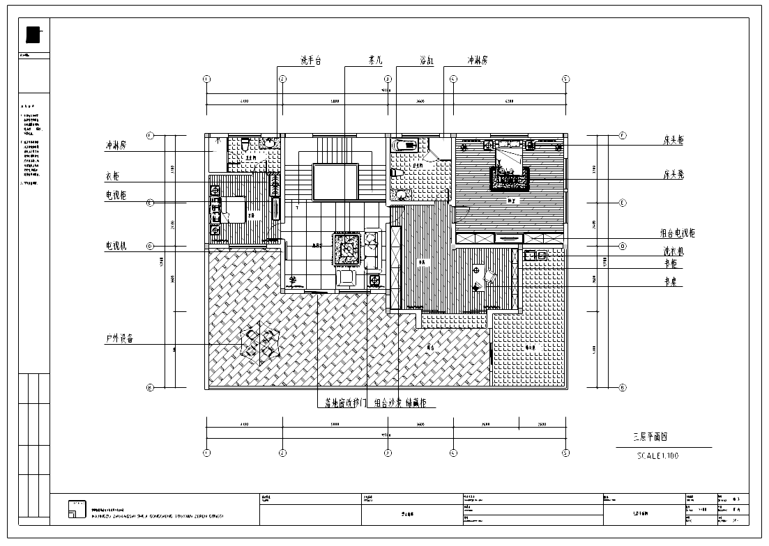 望江府邸欧式风格别墅室内设计施工图及效果图-三层平面图