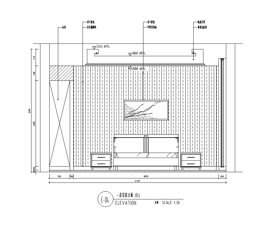 [青海]某两层别墅室内设计施工图及效果图-一层客房立面图