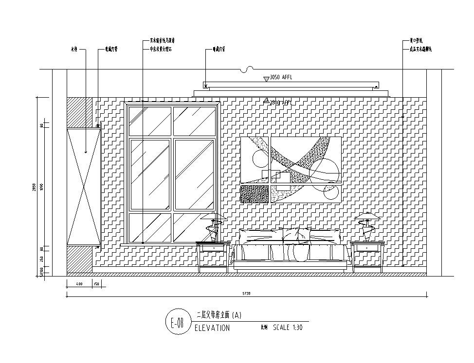 [青海]某两层别墅室内设计施工图及效果图-父母房立面图