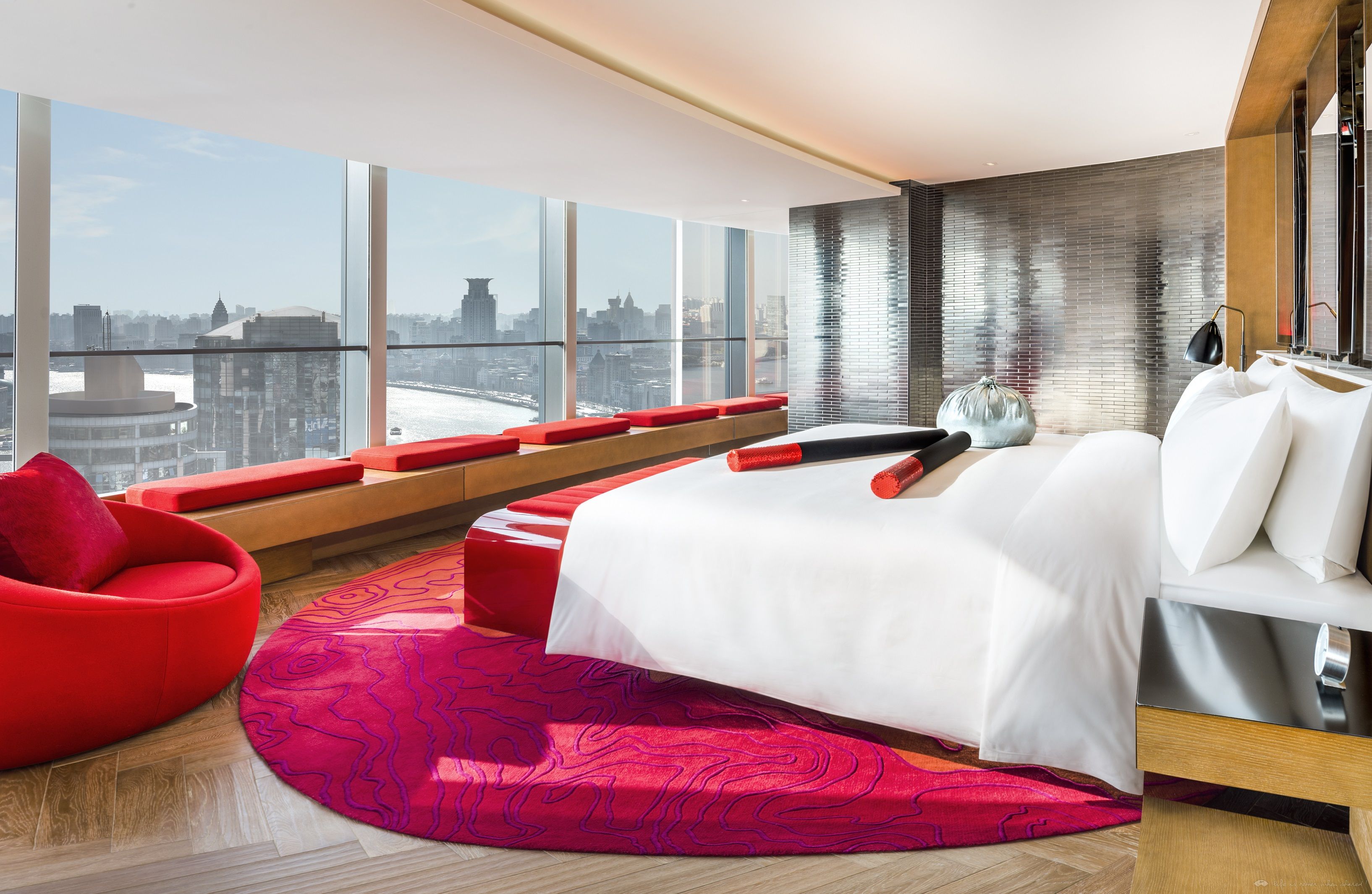 [上海]外滩W商务酒店装饰设计施工图+效果图-Fantastic Suite Bedroom外滩景观奇幻套房 