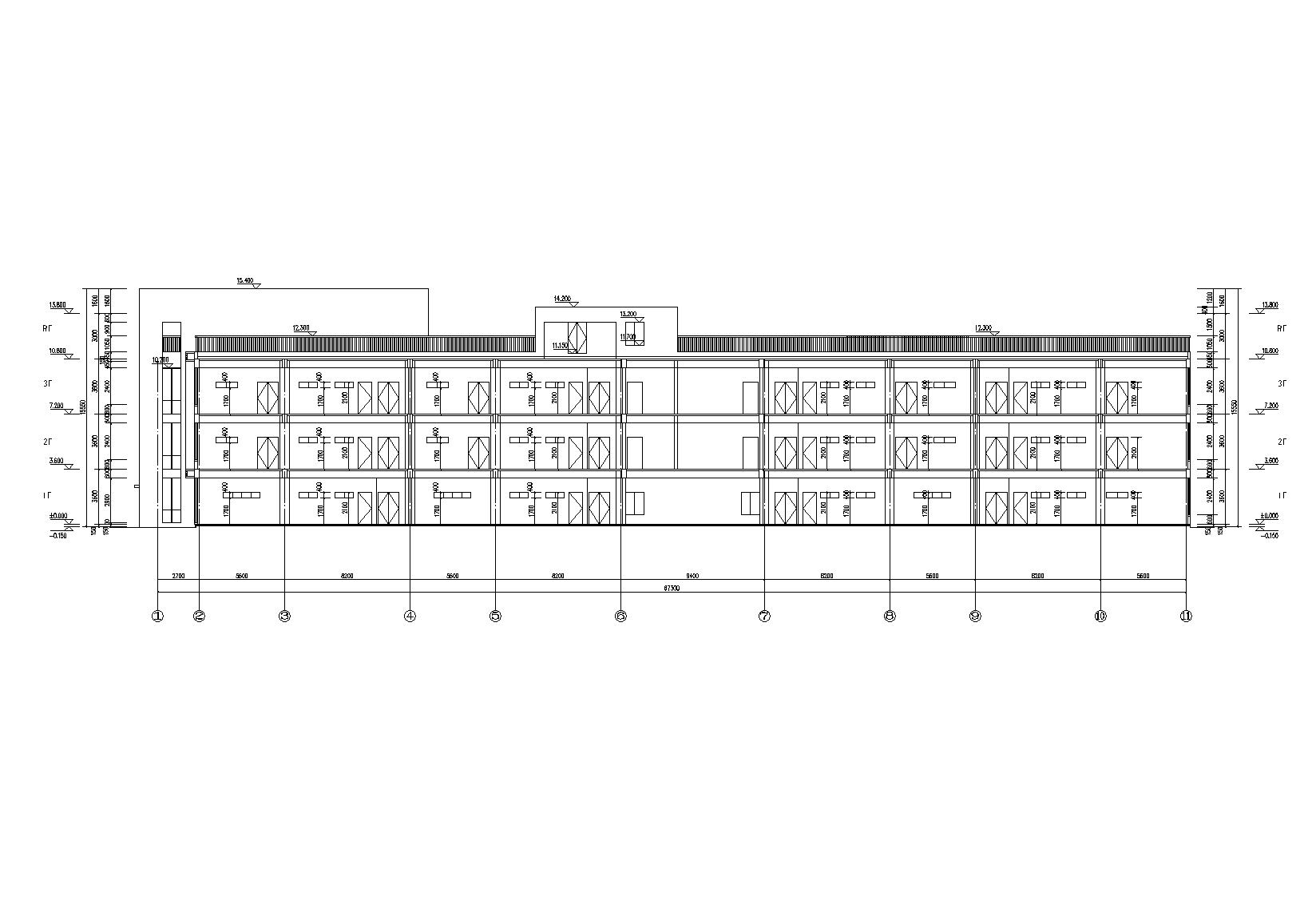 12班幼儿园建筑设计施工图(CAD+SU+效果图）-1-1剖面
