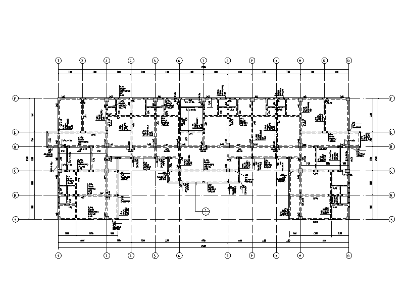 六层框架结构学生宿舍楼毕业设计（建筑结构图计算书）-二层梁钢筋图