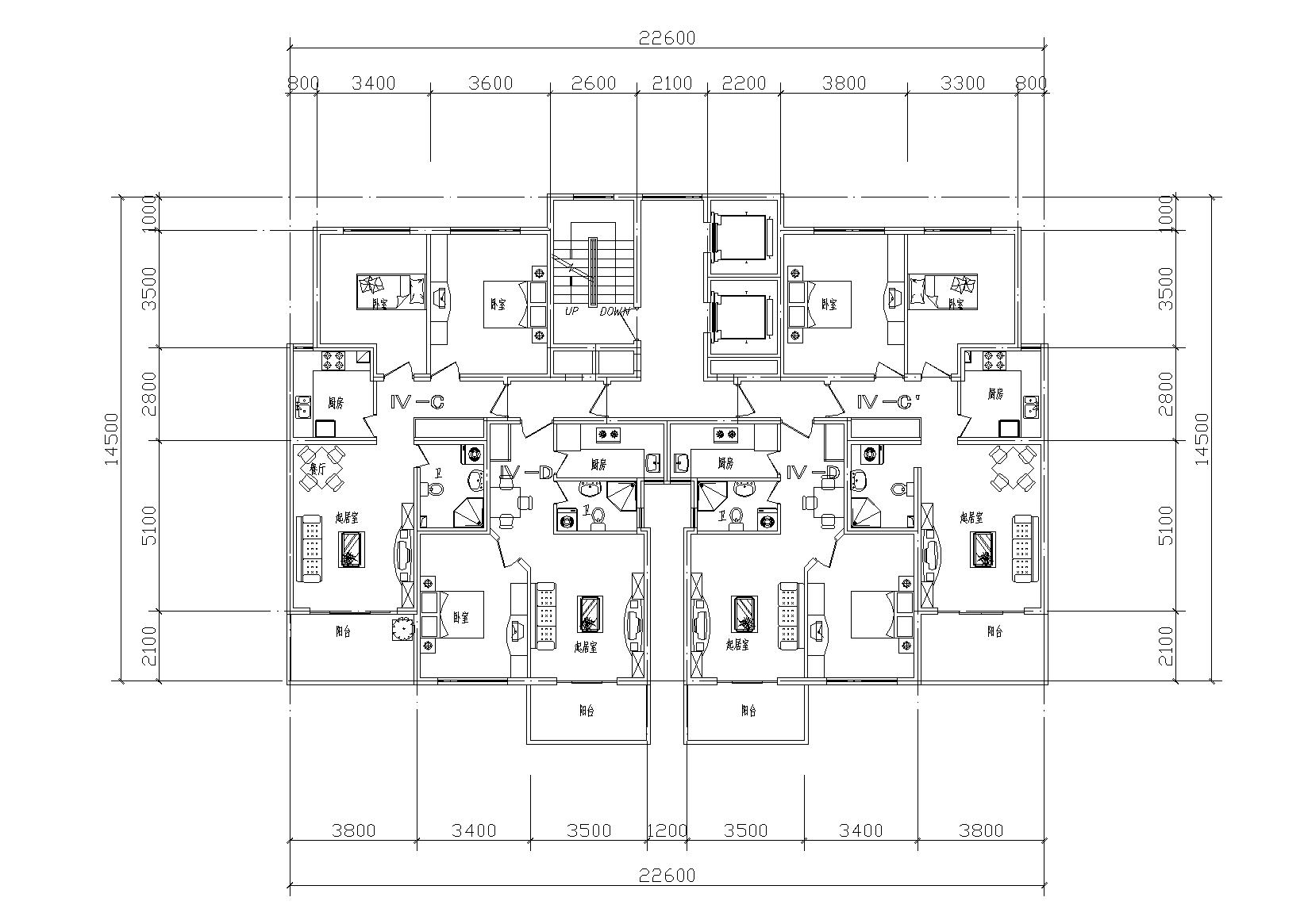 多层及高层户型平面图16套-08高层住宅楼户型平面图