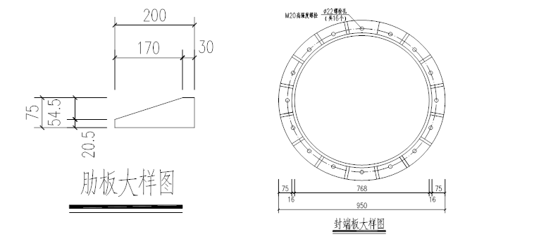 中国中铁钢支撑安装及拆除安全专项施工方案-38 钢支撑固定端大样图