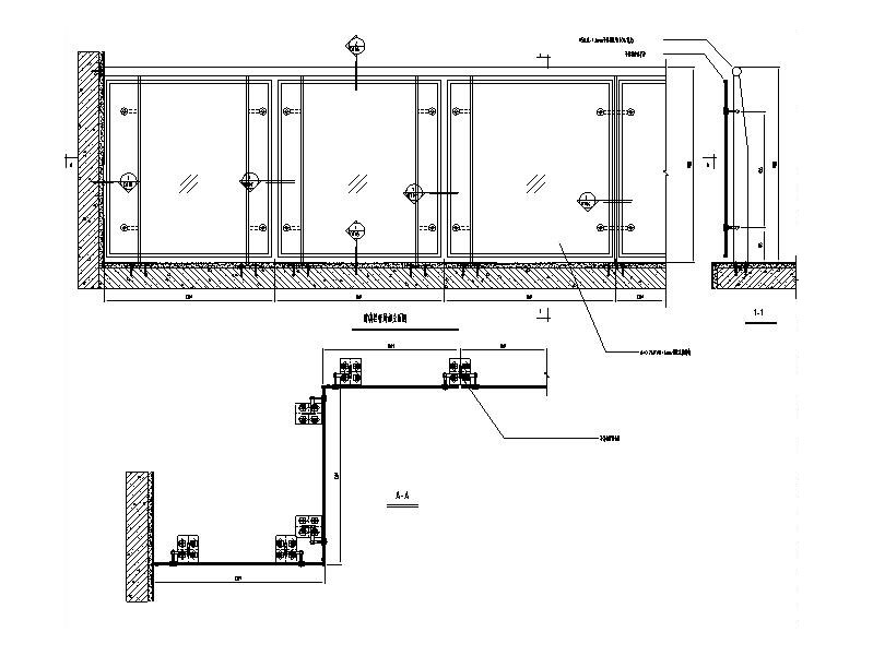 幕墙栏杆系统标准图CAD-玻璃护栏大样图
