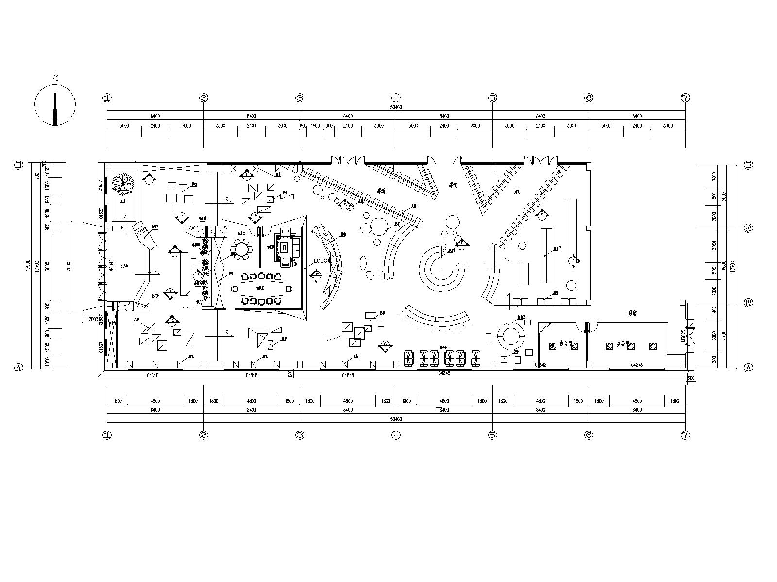 禅意中式玉器展厅CAD施工图+方案PPT-1平面布置图