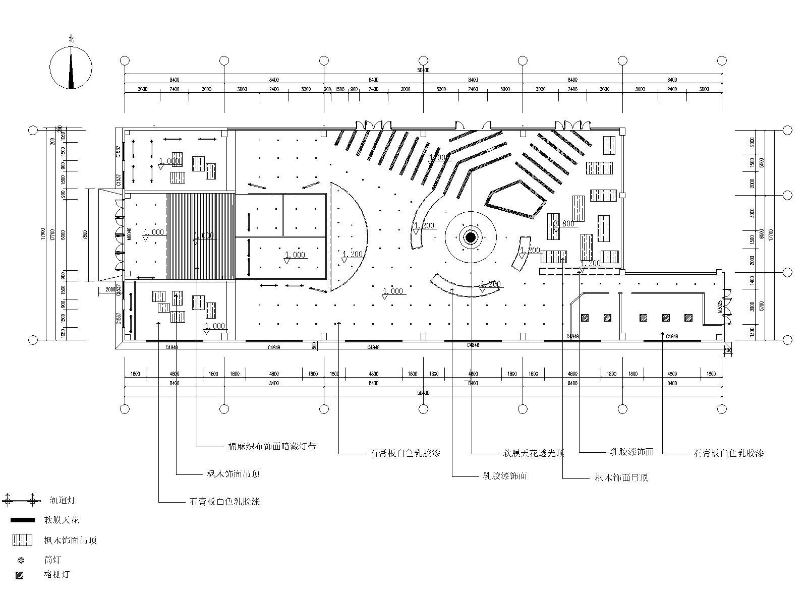 禅意中式玉器展厅CAD施工图+方案PPT-5天花综合图