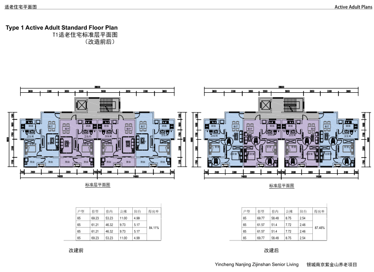 [江苏]南京紫金山养老项目规划方案文本-T1适老住宅标准层平面图