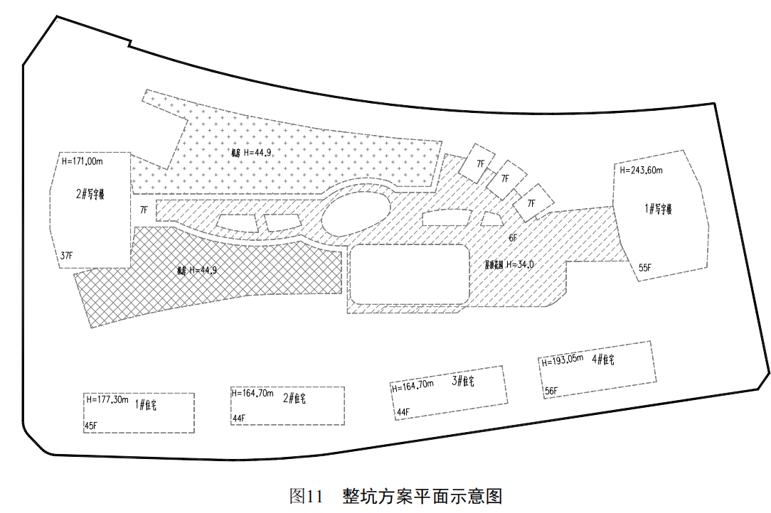 华东综合体基坑支护设计方案（6.3万㎡）-整坑方案平面示意图