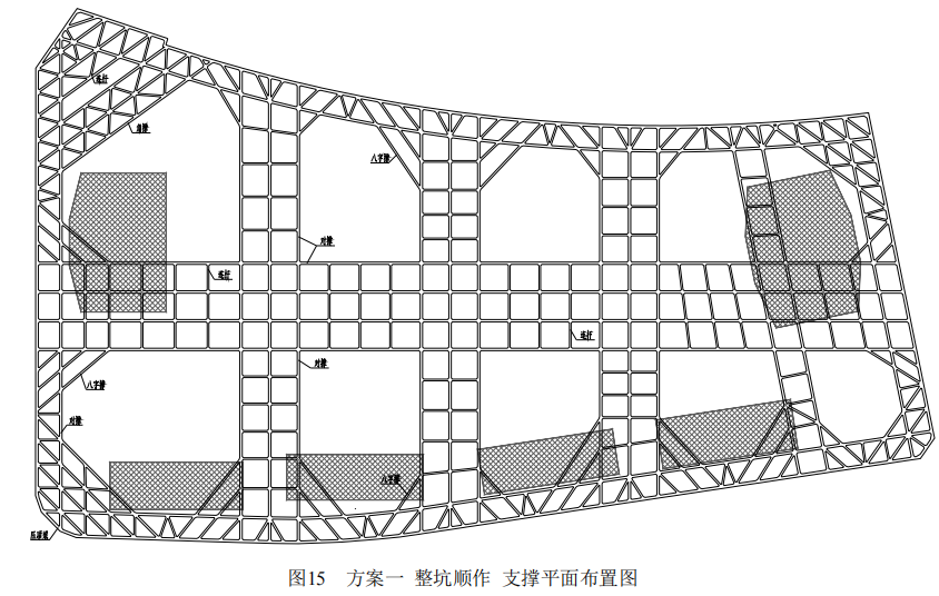 华东综合体基坑支护设计方案（6.3万㎡）-整坑顺作支撑平面布置图