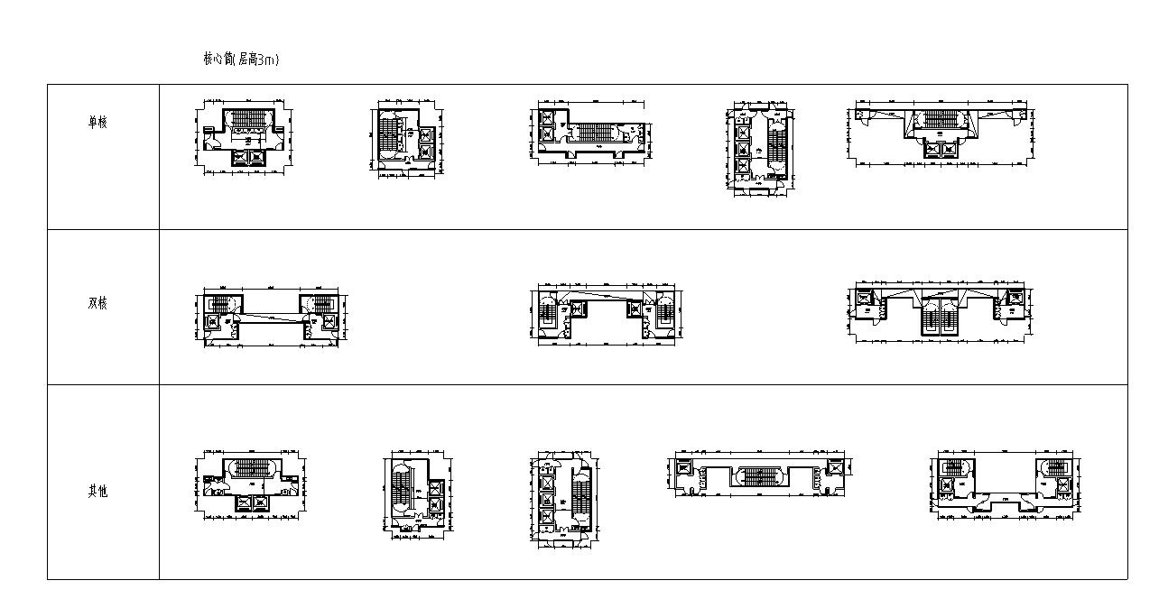 核心筒规范住宅建筑CAD图-总缩览图
