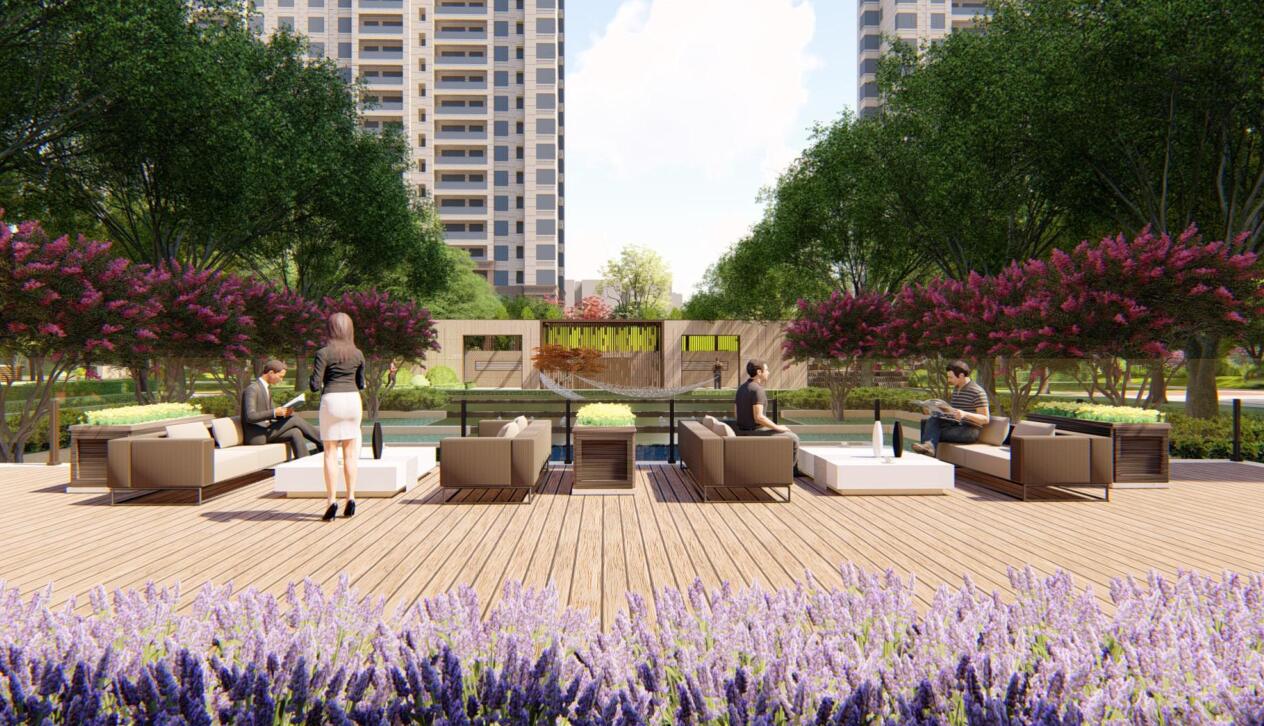 [江西]新中式住宅景观方案设计-布莱恩花园社区会所前庭院景观一