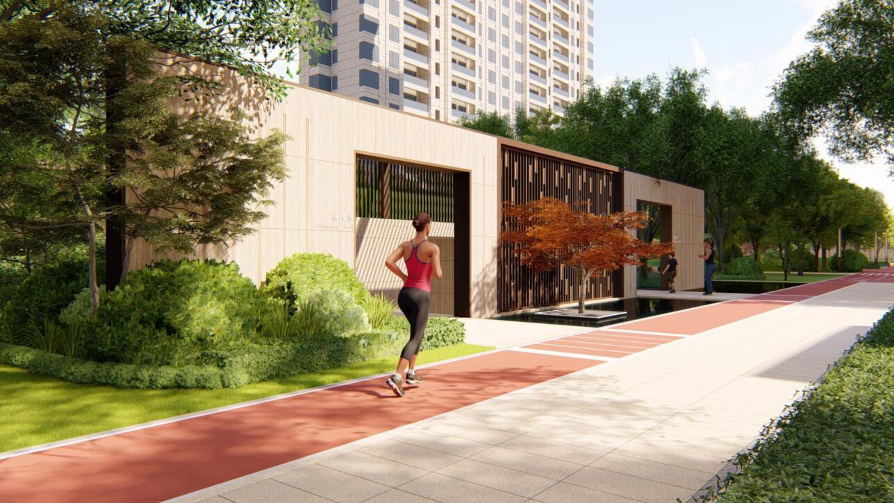[江西]新中式住宅景观方案设计-布莱恩花园泳池区效果图