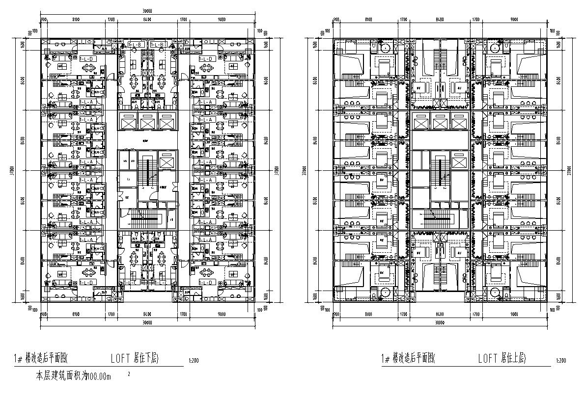 LOFT办公公寓楼户型设计图 (1)