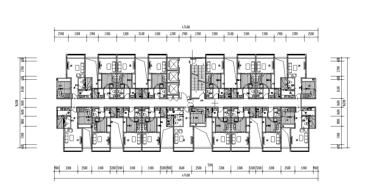 光明业尊复式公寓户型平面图设计-标准层平面图一