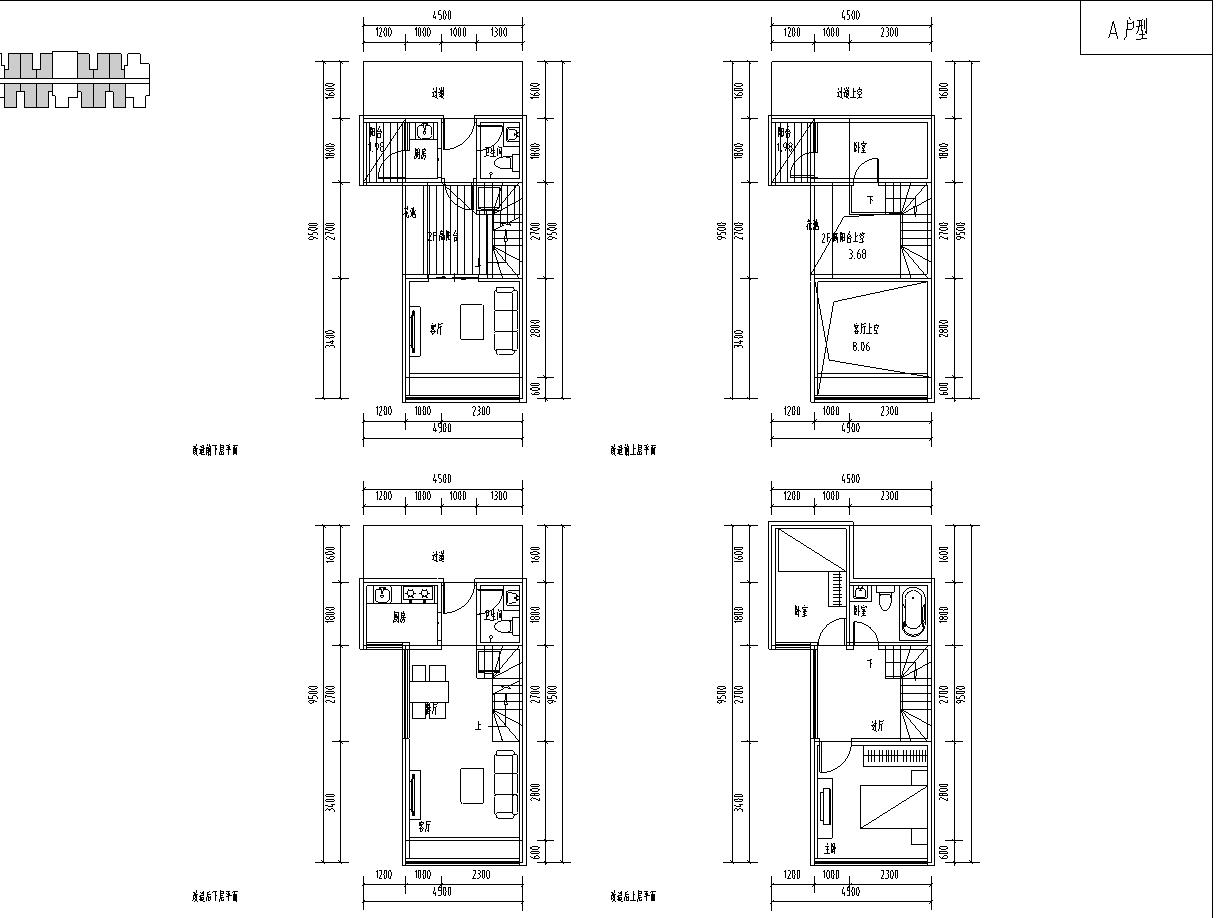 光明业尊复式公寓户型平面图设计-复式A户型