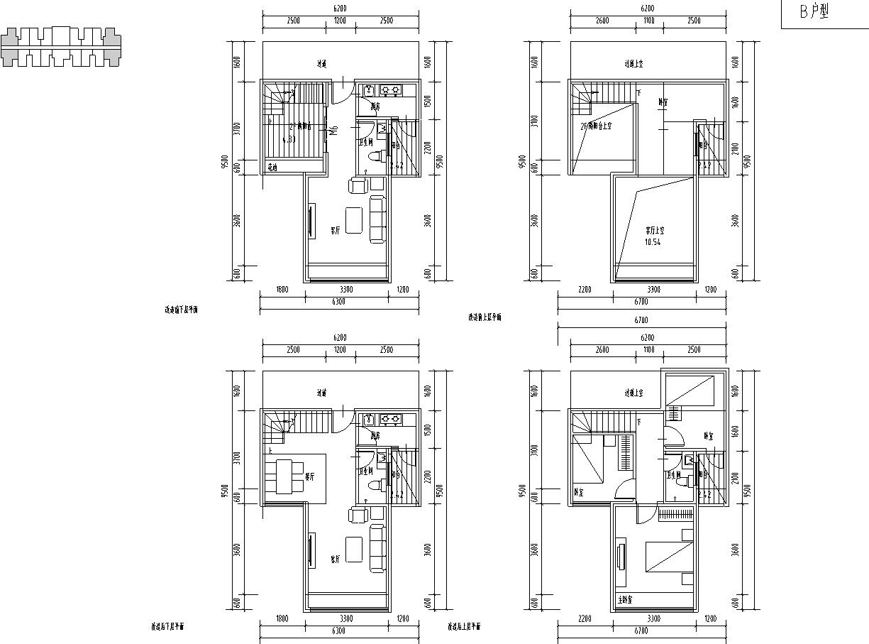 光明业尊复式公寓户型平面图设计-复式B户型