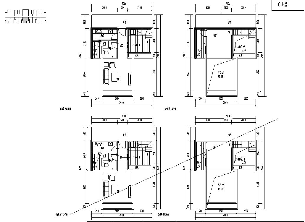 光明业尊复式公寓户型平面图设计-复式C户型