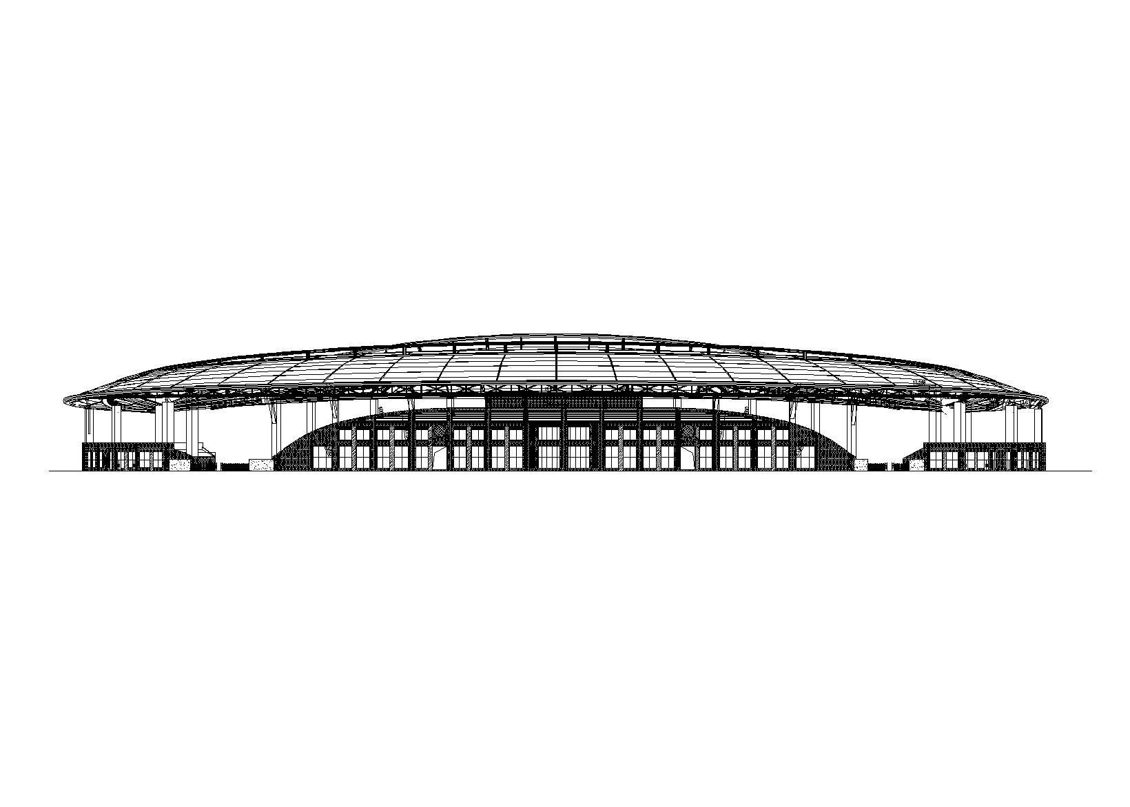 修文县体育场建筑设计施工图(含招标文件)-立面图1