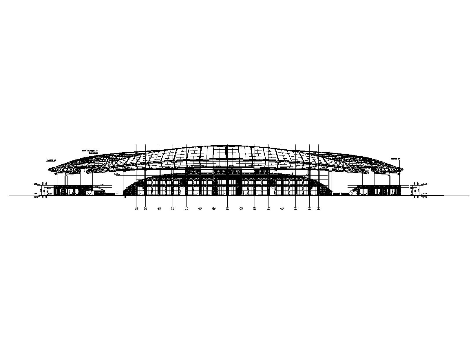 修文县体育场建筑设计施工图(含招标文件)-立面图2