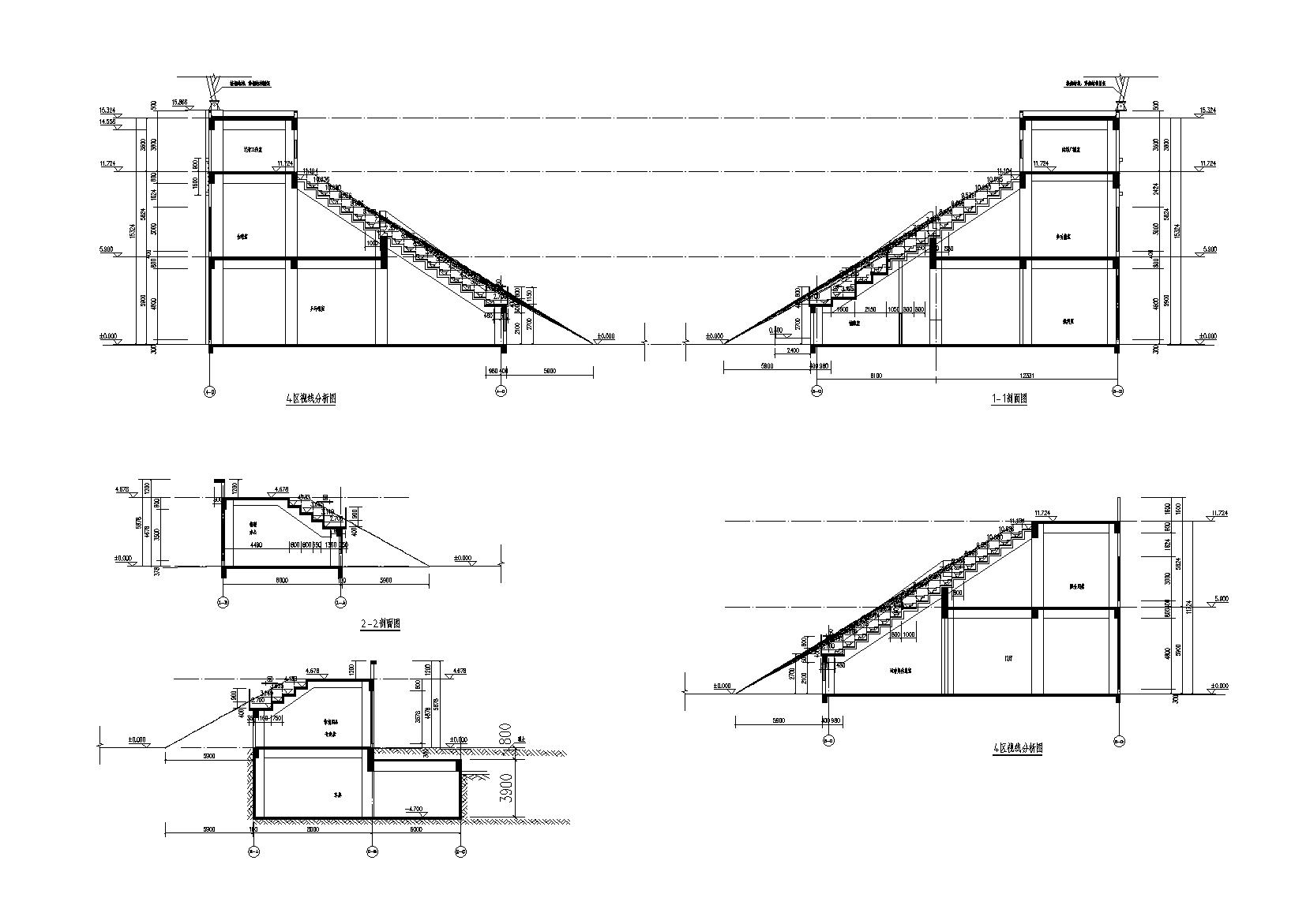 修文县体育场建筑设计施工图(含招标文件)-视线分析详图