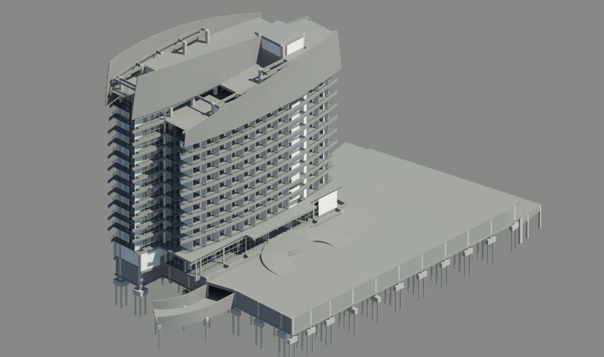 酒店基于BIM 的毕设第一阶段(含revit模型)-revit模型立面图