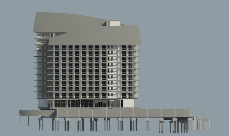 酒店基于BIM 的毕设第一阶段(含revit模型)-revit模型正立面图