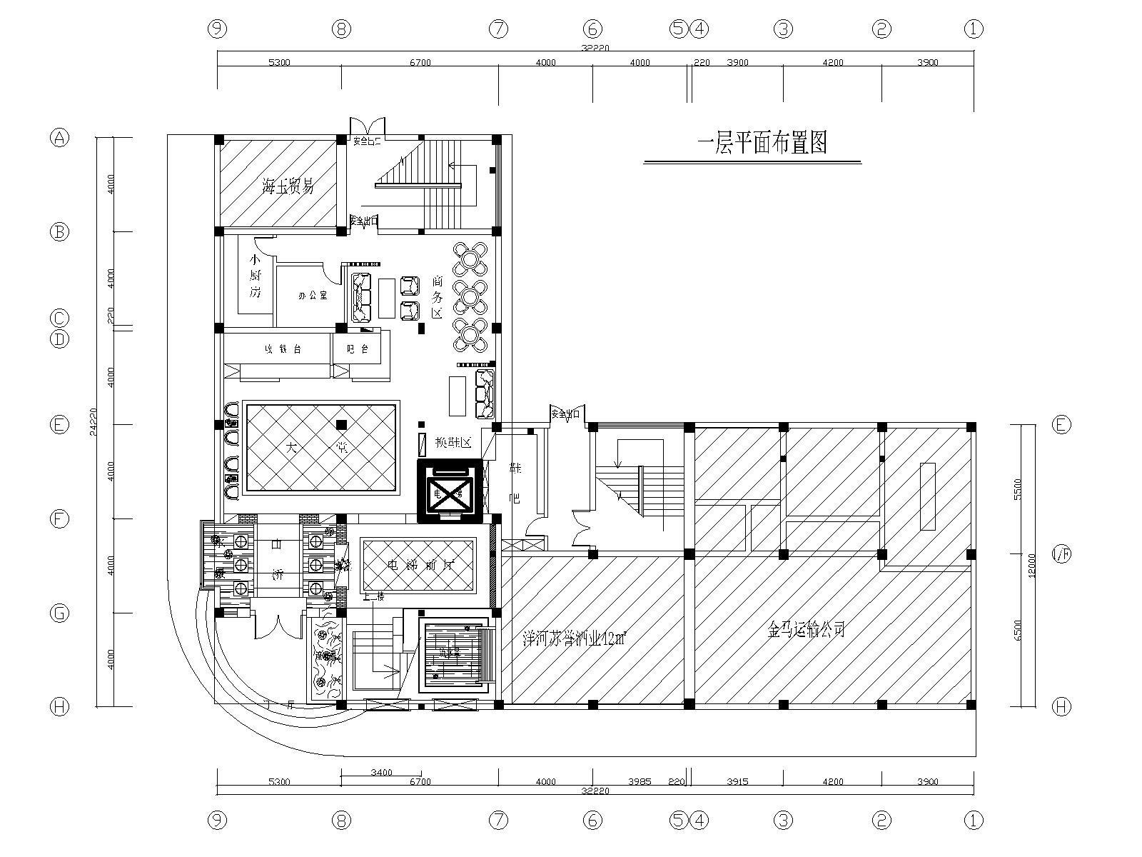 湛江足浴店设计施工图+效果图-01平面布置图