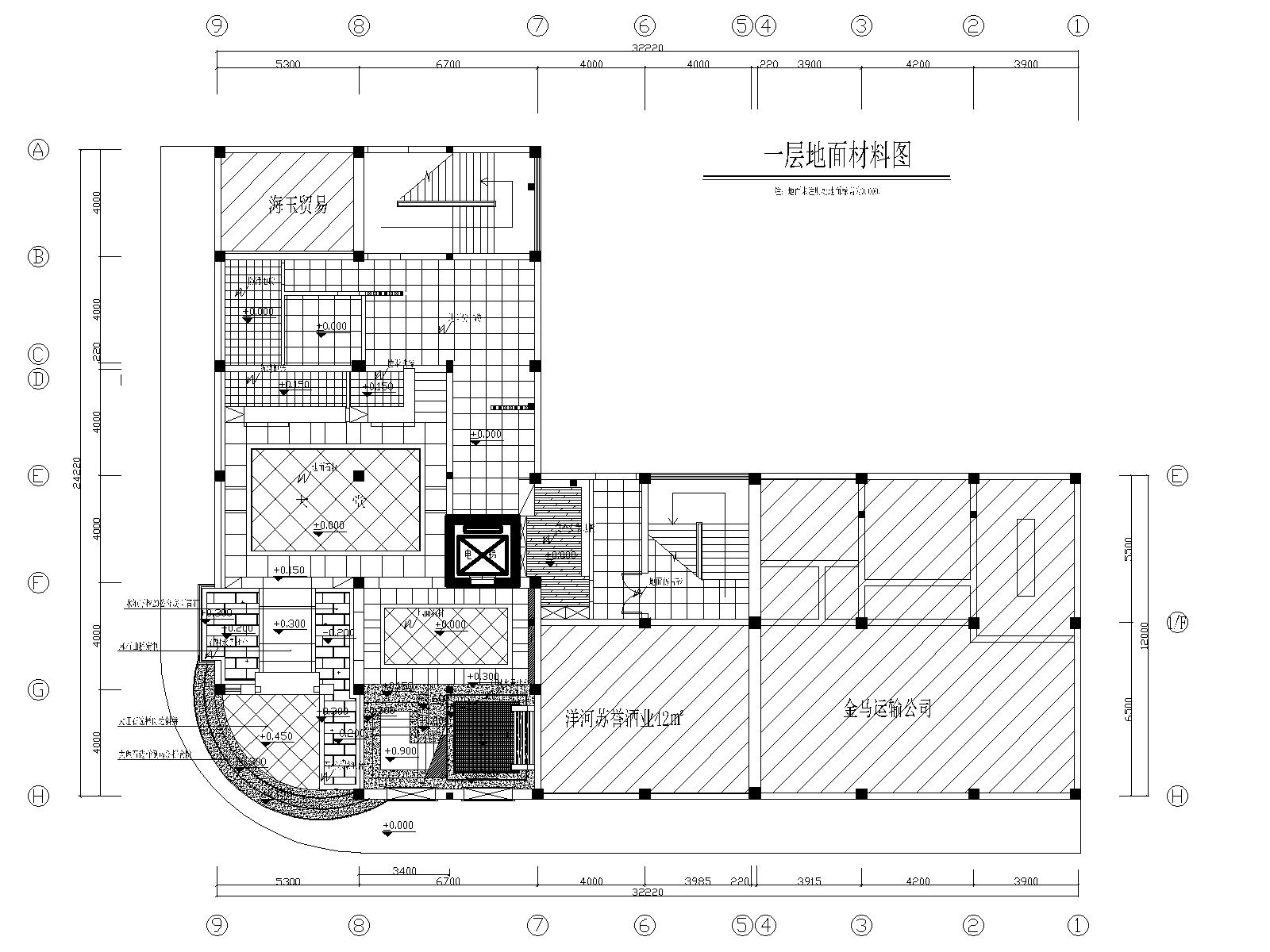 湛江足浴店设计施工图+效果图-04一层地面铺装图