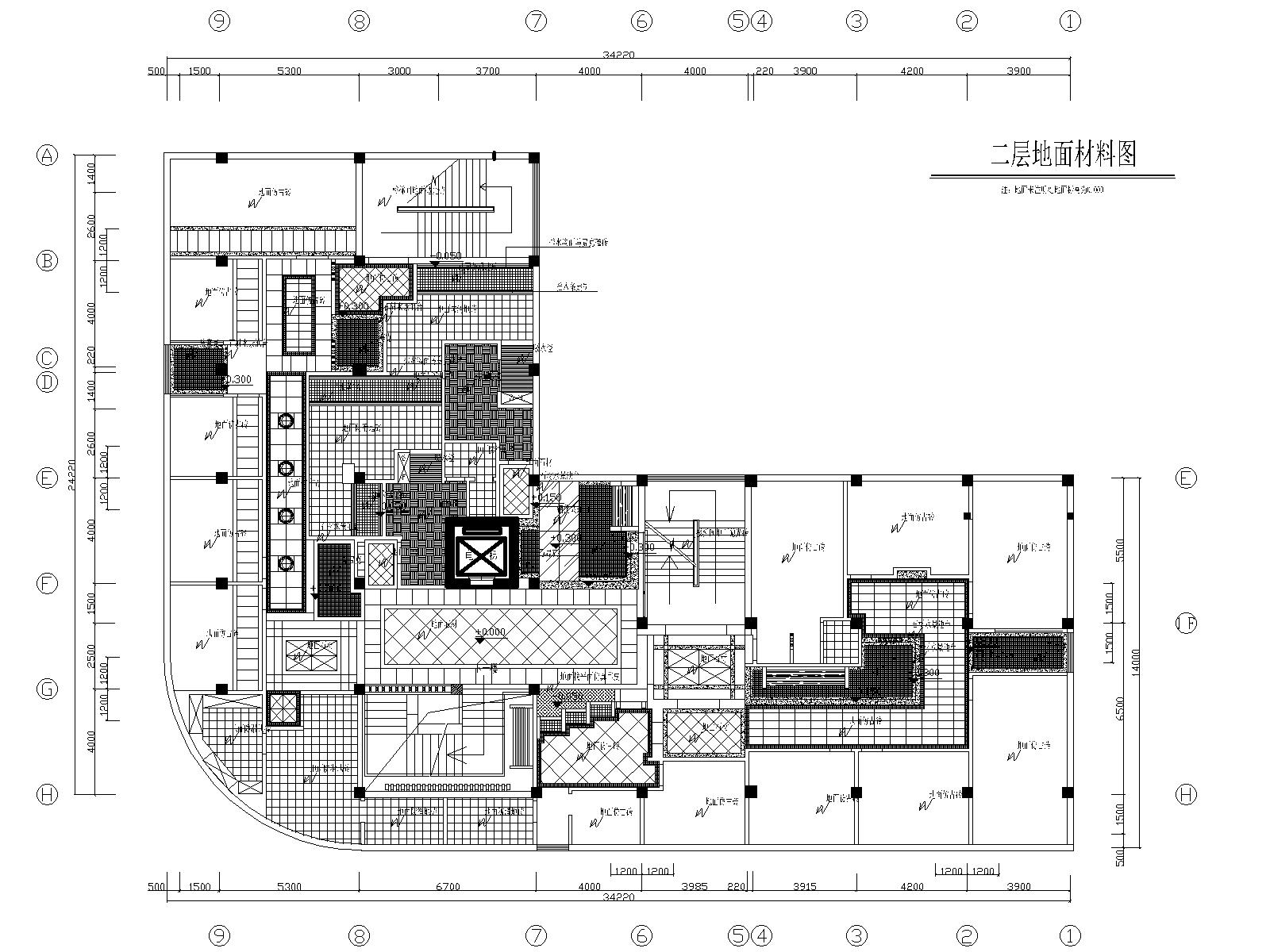 湛江足浴店设计施工图+效果图-05二层地面铺装图
