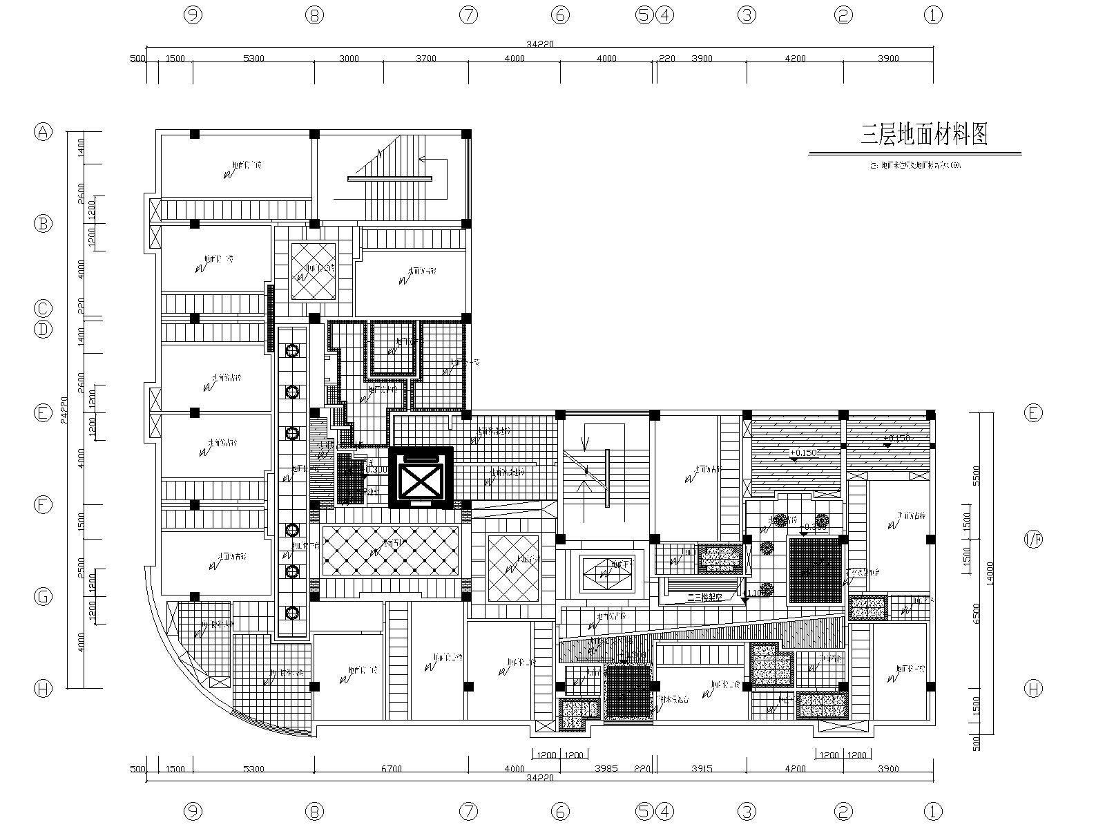 湛江足浴店设计施工图+效果图-06三层地面铺装图