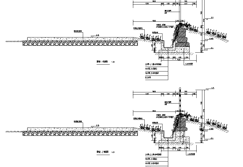 ​ x镇建筑垃圾填埋场（强川）工程-5-围墙剖面图