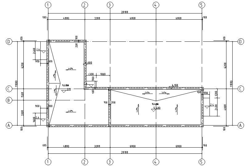 ​江口镇垃圾填埋场渗滤液处理工程-2-建筑屋顶平面图