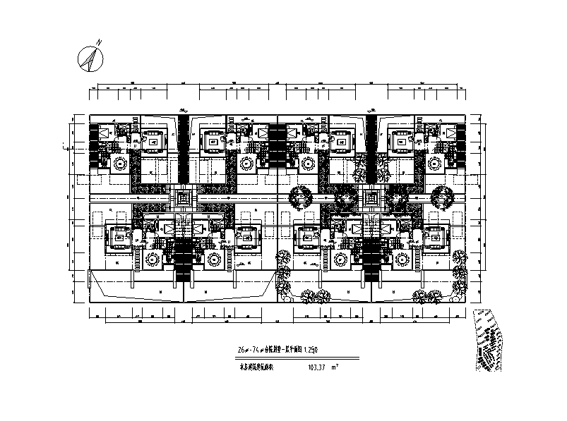 合院别墅平面图户型设计（CAD）-合院别墅一层平面图