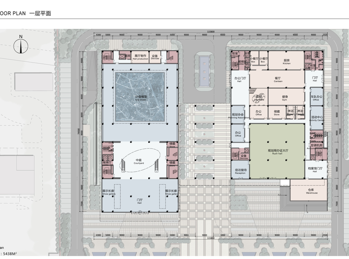 丹州市规划展示中心档案馆建筑方案设计文本-一层平面图