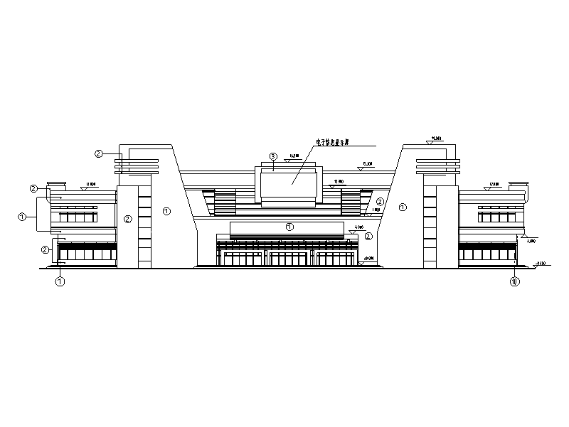 某二层汽车客运站建筑方案图（CAD）-立面图2