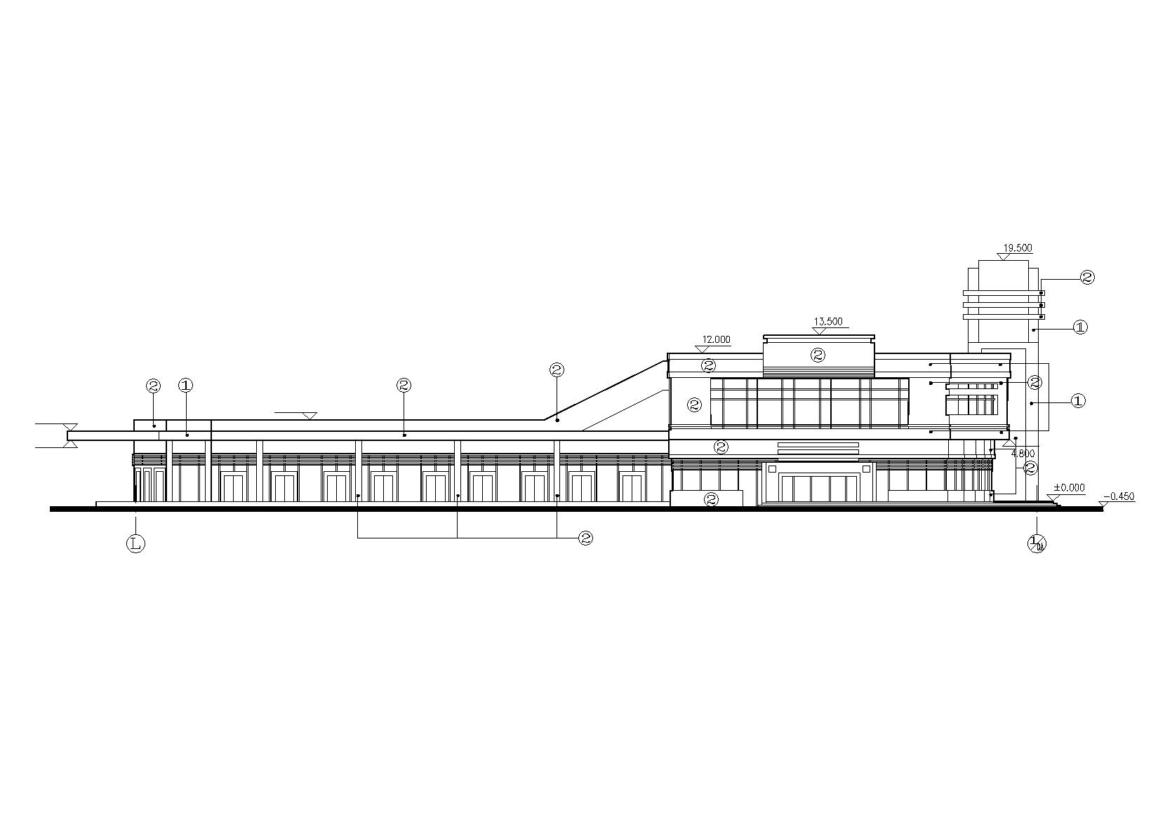 某二层汽车客运站建筑方案图（CAD）-立面图3