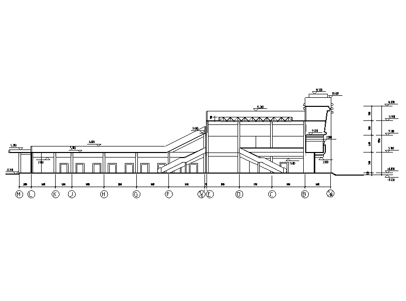 某二层汽车客运站建筑方案图（CAD）-剖面图