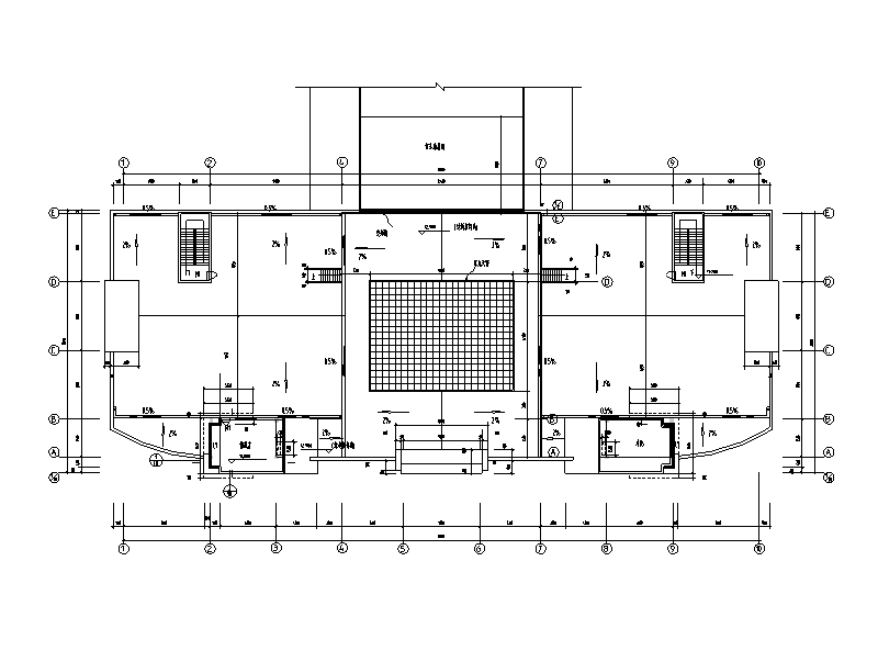 某二层汽车客运站建筑方案图（CAD）-屋顶平面图