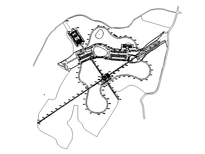某市公墓设计方案平面图_陵园设计（CAD）-道路网
